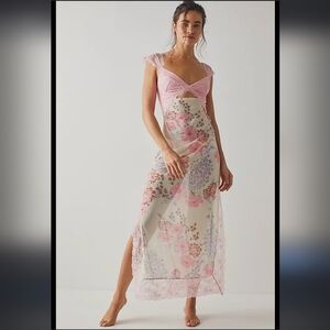 Suddenly Fine Maxi Slip Dress in Daisy Combo